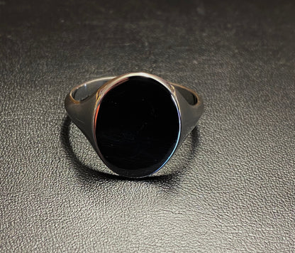 Men's Signet Sterling Silver 17.87mm x 14.5mm Heavyweight Oval Shape Ring