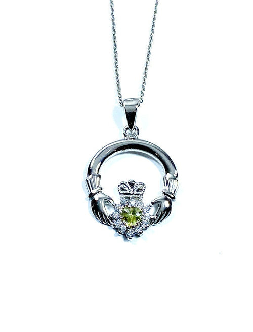 Claddagh Peridot CZ BirthStone August Birthstone Pendant