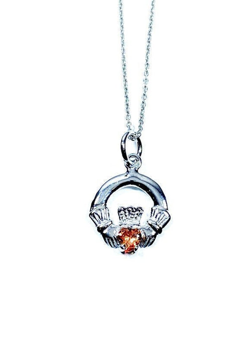 Claddagh Champagne Cz November BirthStone Pendant