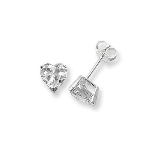 White Cubic Zirconia Heart Shaped Sterling Silver Earring - Silver Spirit Jewellery