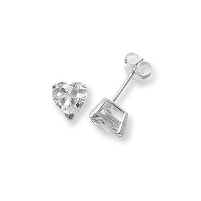 White Cubic Zirconia Heart Shaped Sterling Silver Earring - Silver Spirit Jewellery