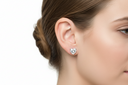 White CZ Heart Shaped Sterling Silver Earring