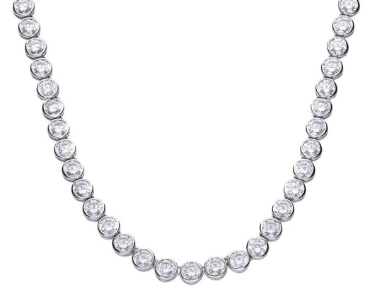 Women's Sterling Silver 3mm Rubover Set Tennis Necklace