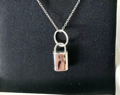Padlock Sterling Silver Design Pendant and Chain Necklace for Everyday Wear